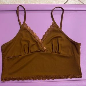 Brown crop top. Brand new, never worn. Size XL